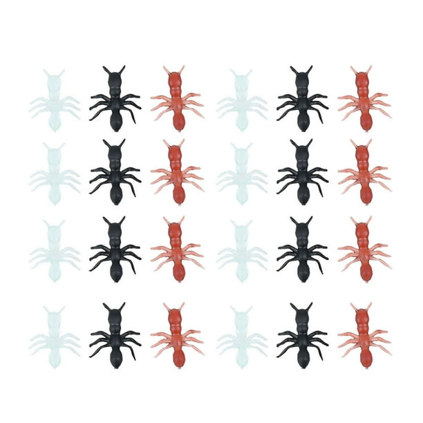 100 piezas de hormigas de simulación de Halloween, hormigas falsas de plástico, juguetes de broma interesantes
