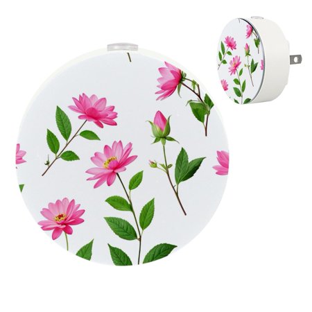 

YZUOUZY Night Light Night Lights Small Bedside Lamps Set of 2 Flowers Magnolias Pink Pattern