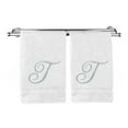thumbnail image 2 of Monogrammed Hand Towel, Personalized Gift, 16 x 30 Inches - Set of 2 - Silver Embroidered Towel - Extra Absorbent 100% Turkish Cotton- Soft Terry Finish - For Bathroom, Kitchen and Spa- Script T White, 2 of 3