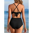 thumbnail image 3 of BeautyIn Bikini Sets for Women Scalloped Trim Swimsuits High Waisted Tummy Control Two Piece Bathing Suits 2025, 3 of 6