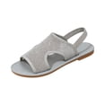 thumbnail image 3 of CIENVNSTG Womens Open Toe Flat Sandals Slingback Elastic Back Strap Breathable Mesh Hollow Out Design for Summer Beach Travel Casual Walking Wear Gray 36, 3 of 6