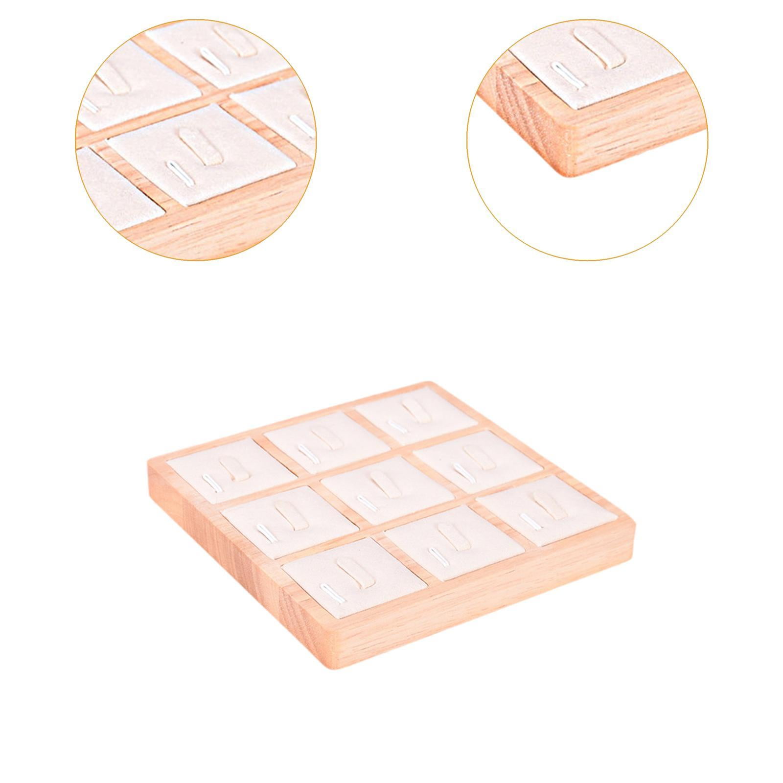 Ring Holder Tray Wooden Jewelry Display Microfiber Lining for Rings Earrings Bracelet Showcase Countertop