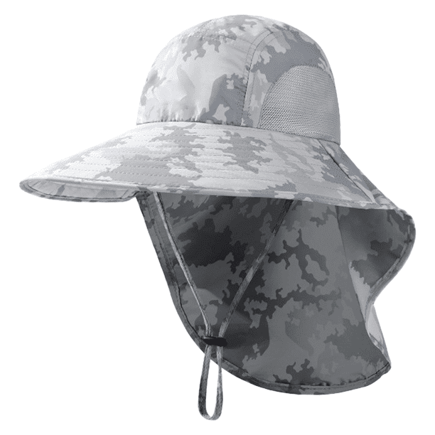 Sombrero de pescador con sombrilla de verano, sombrero protector solar para montañismo y pesca al aire libre, protector de cuello, color camuflaje
