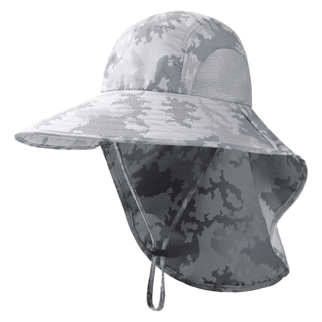 Sombrero de pescador con sombrilla de verano, sombrero protector solar para montañismo y pesca al aire libre, protector de cuello, color camuflaje