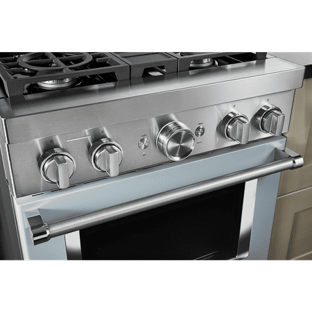 KitchenAid - Commercial-Style 4.1 Cu. Ft. Slide-In Gas True Convection Range with Self-Cleaning - Misty blue