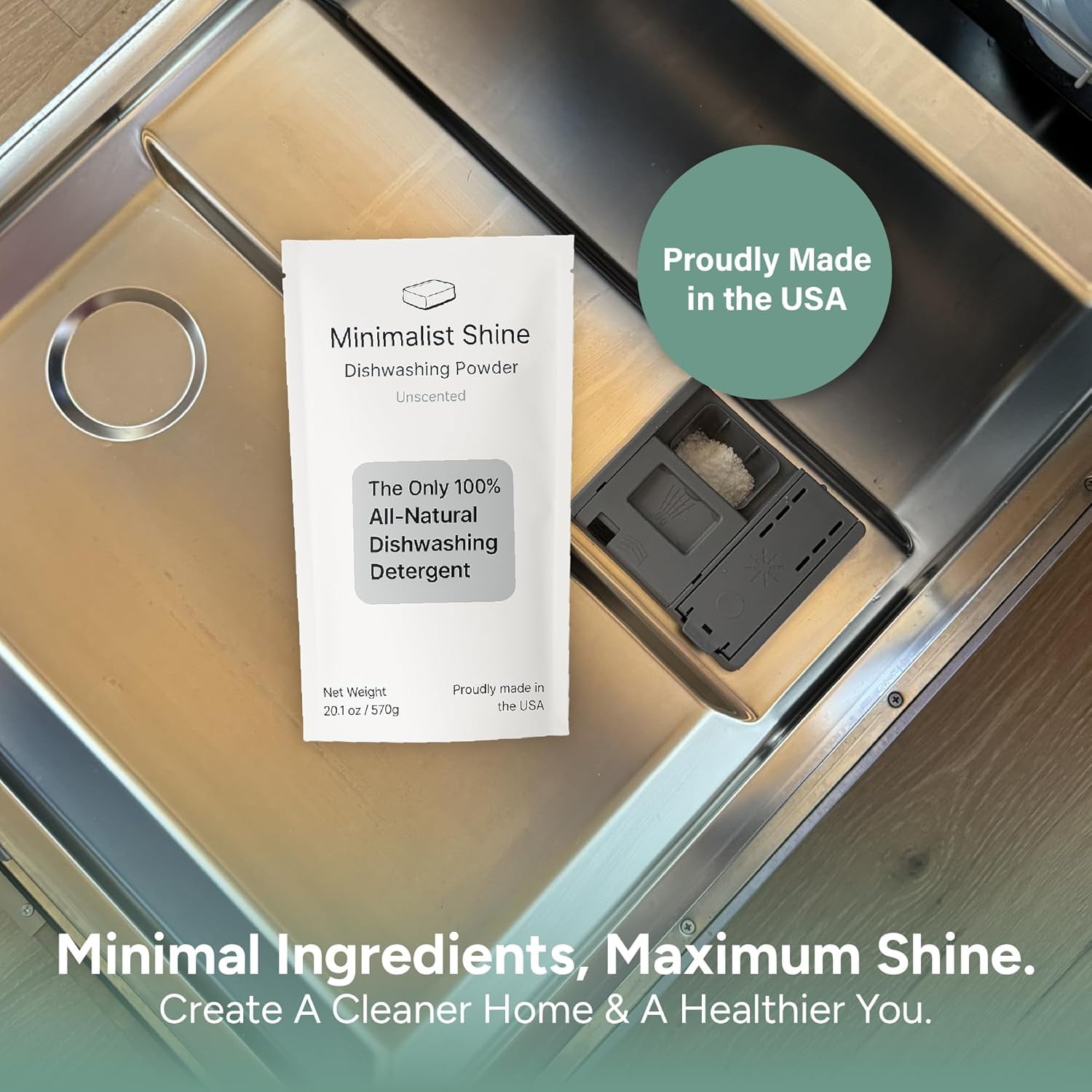 Dishwasher Detergent, 60 Loads, 100% Plastic-Free Dishwashing Soap, Eco-Friendly, All Natural Sustainable Dishwasher Powder, Cuts Grease and Grime, Non-Toxic and Unscented
