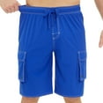 thumbnail image 2 of Swuxness Men's Cargo Beach Short Pants Solid Color Elastic Waist Drawstring Multi Pocket, 2 of 4