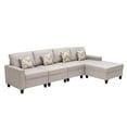 thumbnail image 5 of Nolan Beige Linen Fabric 4Pc Reversible Sectional Sofa Chaise with Pillows and Interchangeable Legs, 5 of 8