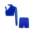 thumbnail image 3 of TTAO Kids Girls Ballet Latin Dance Costume Sparkly Crop Tops and Shorts 2 Pcs Gymnastics Figure Skating Outfit Blue 6, 3 of 6