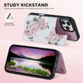 thumbnail image 3 of For iPhone 16e Case with Card Holder, Stylish Flower with Glitter Bling Rhinestone Stand Shockproof Slim Fit Bumper Wallet Case for Apple iPhone 16e, Rose, 3 of 6