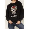 thumbnail image 3 of Modelo Especial 870299-xlarge Modelo Especial Sugar Skull Logo Womens Crew Sweatshirt, Black - Extra Large, 3 of 4