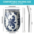 thumbnail image 5 of 12oz Stemless Wine Tumblers Blue and White Pioneer Flower Vacuum Insulated Stainless Steel Travel Tumbler Cups Mug with Lid and Straw for Champaign,Cocktail,Beer with Cleaning Brush, 5 of 5
