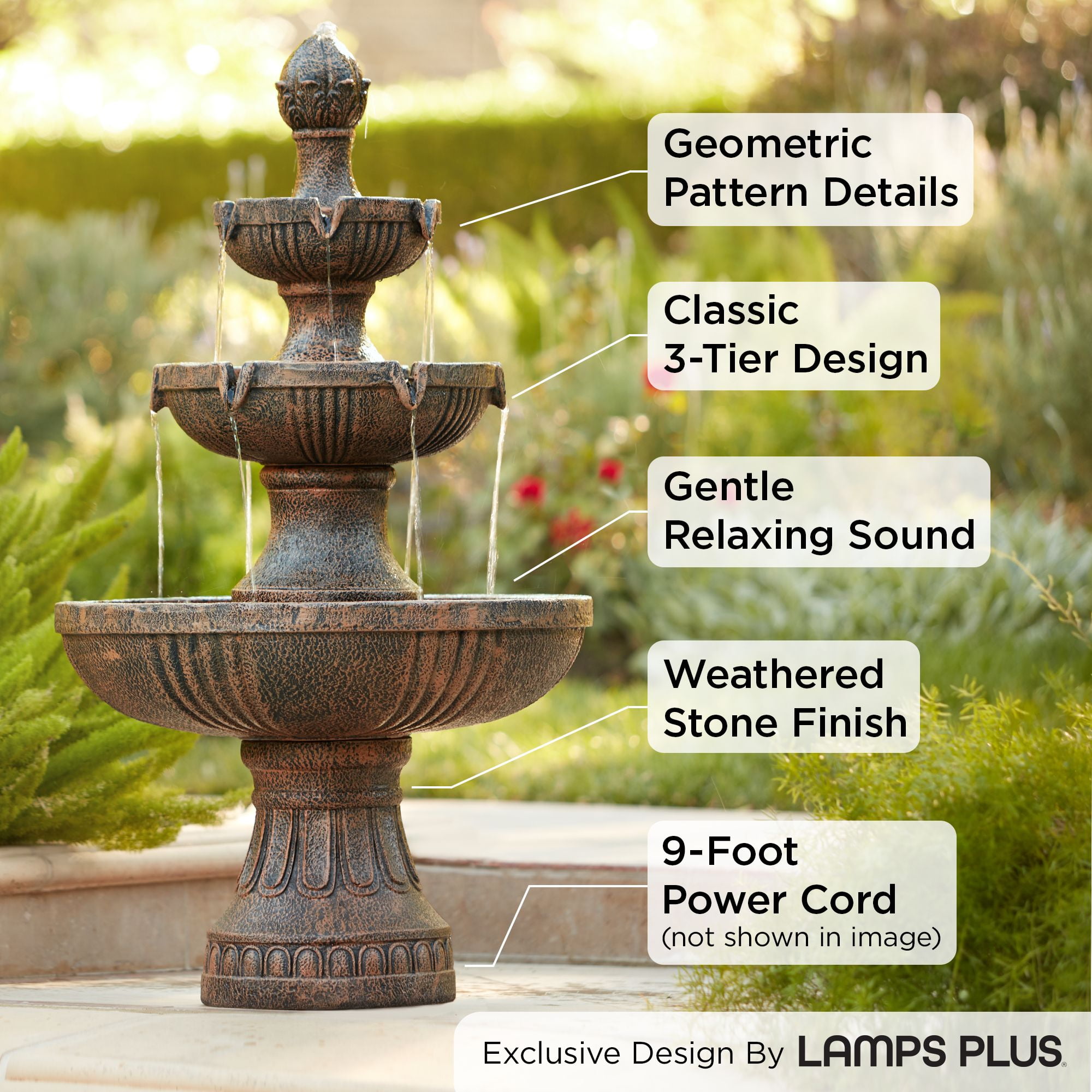 Ravenna 43" High Large Italian Indoor Outdoor Decor Faux Stone Floor Fountain Waterfall Outside Garden Patio