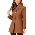 thumbnail image 4 of INSPIRE CHIC Women's Turn-Down Collar Single Breasted Outwear Winter Coat with Pockets S Brown, 4 of 7