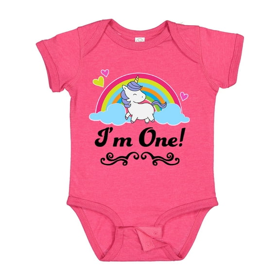 Inktastic 1st Birthday Unicorn Rainbow 1 Year Old Party Girls Baby Bodysuit