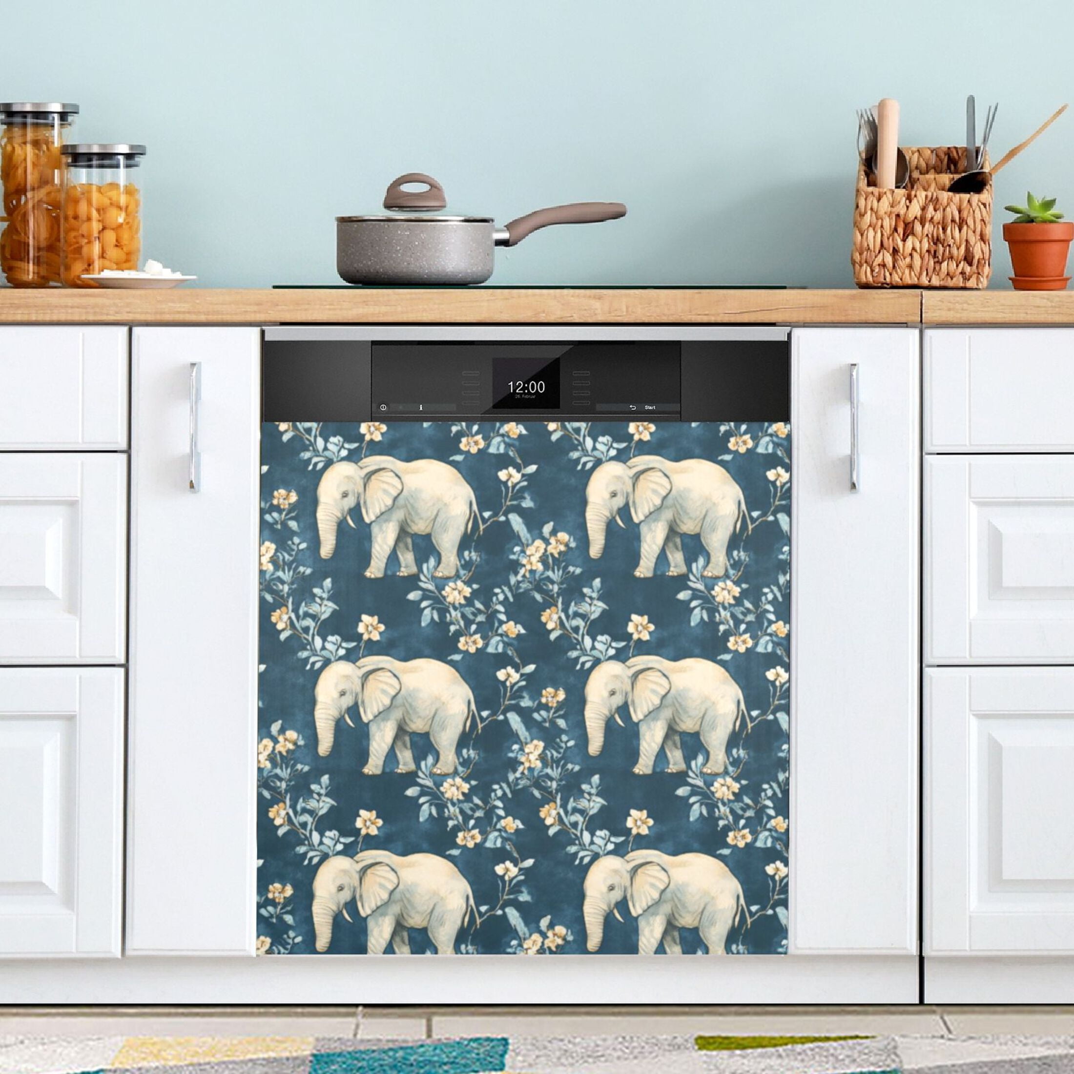 Dishwasher Magnetic Sticker 23x26 Inch Refrigerator Magnetic Sticker Washing Machine Magnetic Sticker Kitchen Panel Magnetic Sticker Home Decor Pretty Elephant