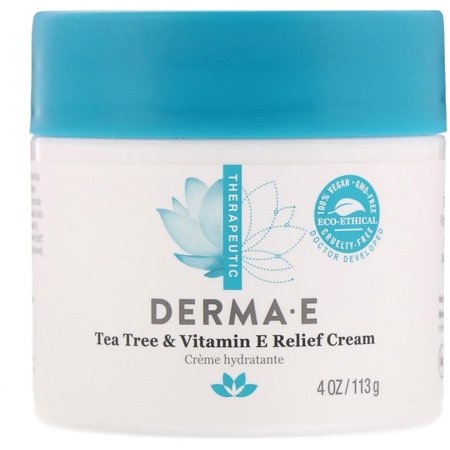 Derma-E Tea Tree & Vitamin E Relief Cream, 4 oz 4 Pack