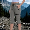 thumbnail image 2 of Women's Capris Cargo Pants Quick Dry Casual Hiking PantsLightweight Dry Cargo With Zipper Pockets Elastic Waist Summer Outdoor Cropped Pants, 2 of 8