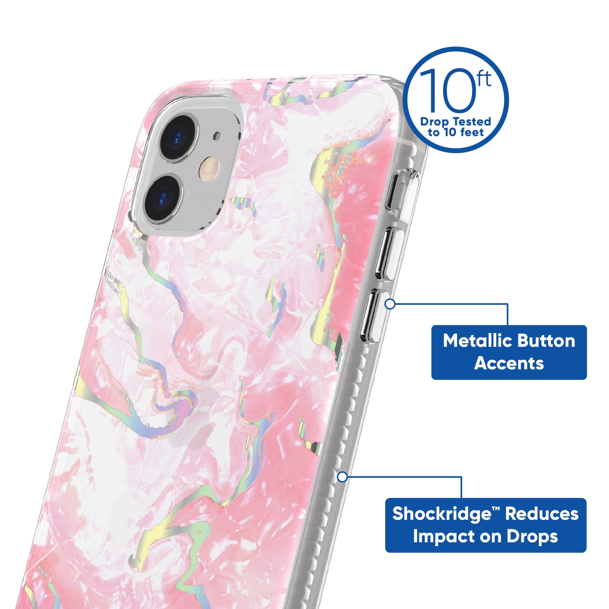 onn. Phone Case for iPhone 11 / iPhone XR - Pink Pearlescent Swirl