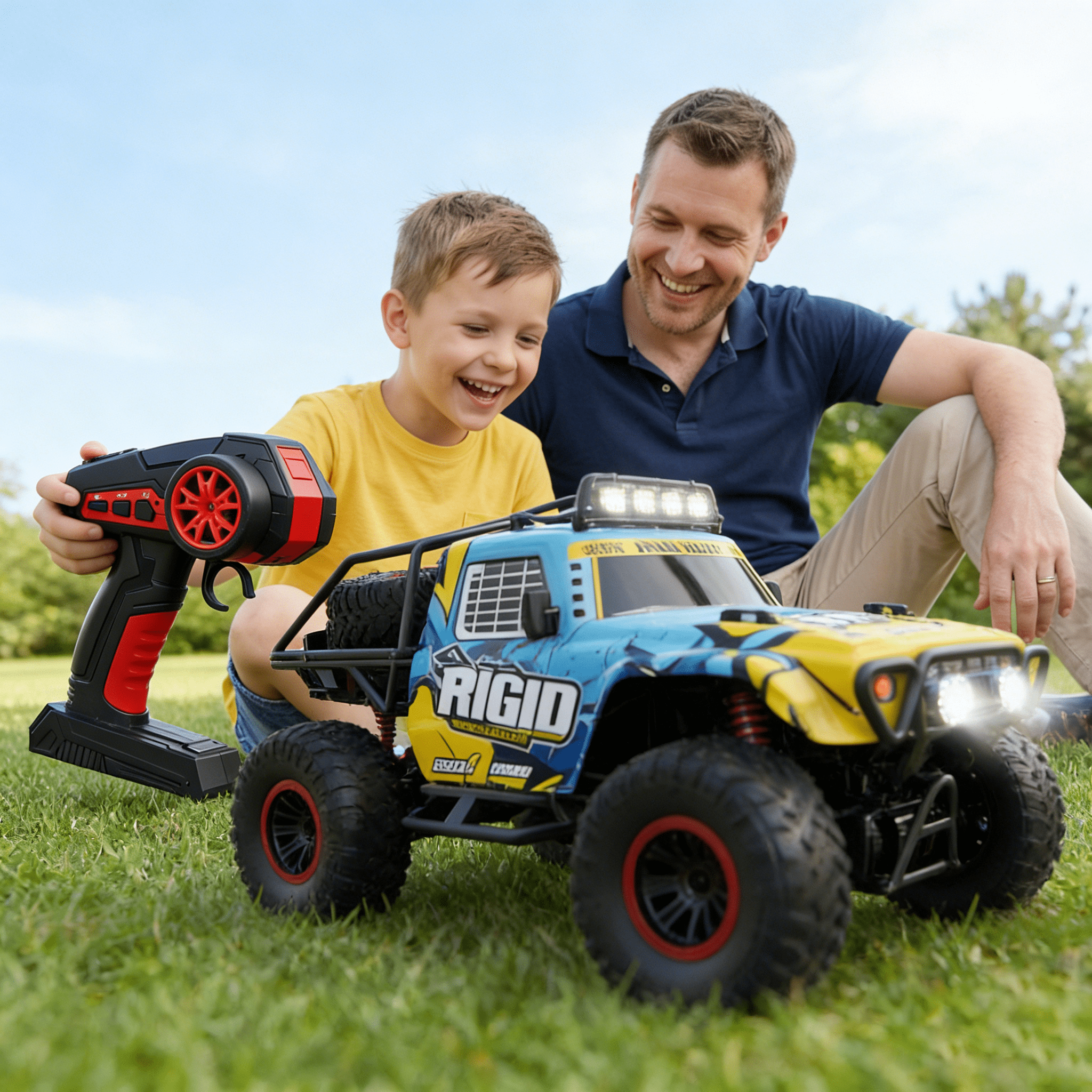 HNH 1:10 Rock Crawler with LED Screen, off-Road Remote Control Car for Kids, 4WD Rc Car Monster Truck with 2 Batteries