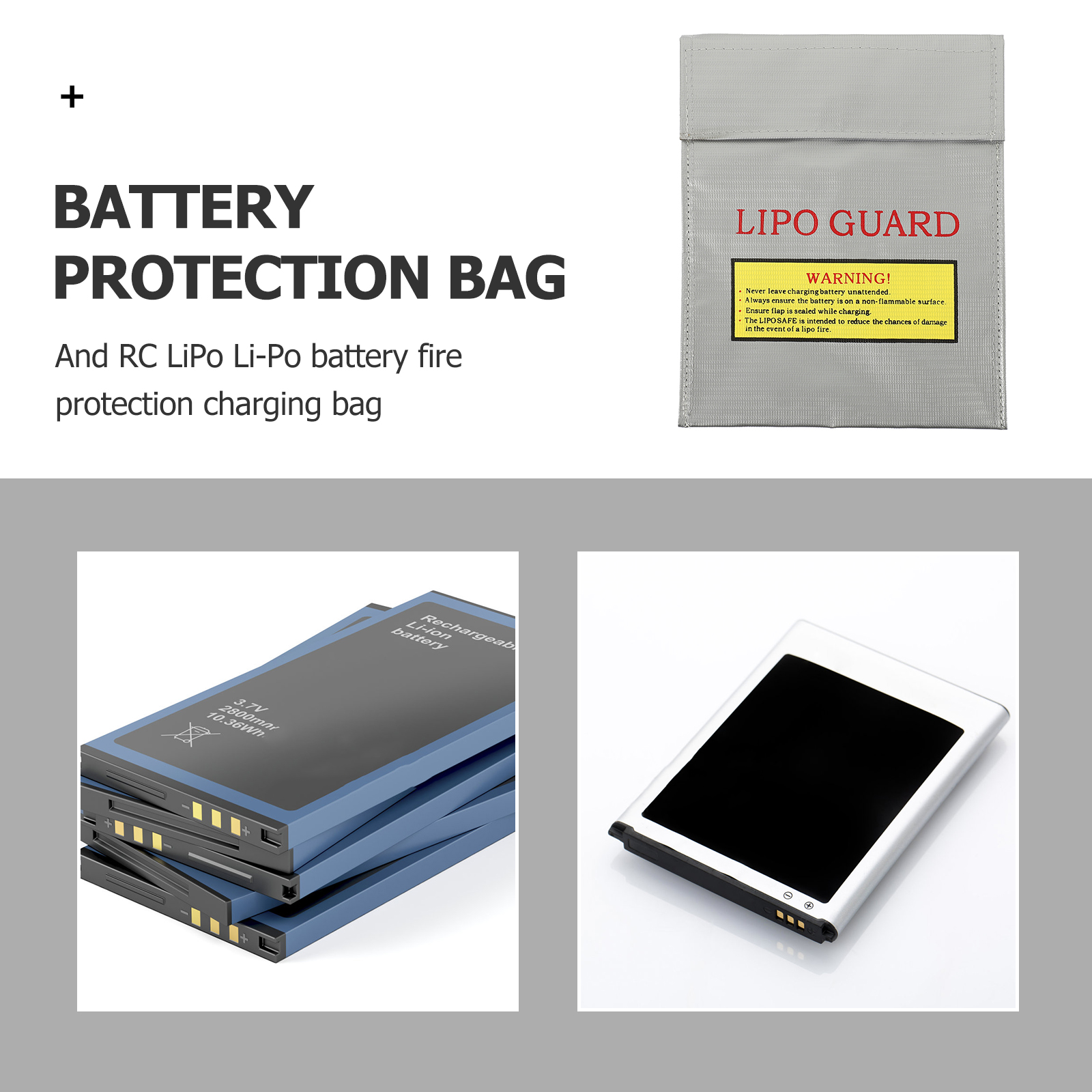 Lipo Battery Fireproof Bag Recharchargable Batteries Guard Safety Sack Storage Pack 18 X23cm Red