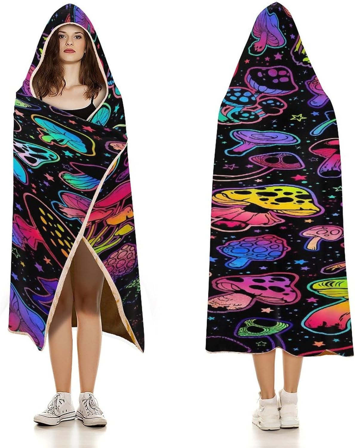 Mushroom Hooded Blanket Mushrooms Gifts for Women Mushrooms Wearable Blanket Hoodies Blankets for Bed Room Decorative