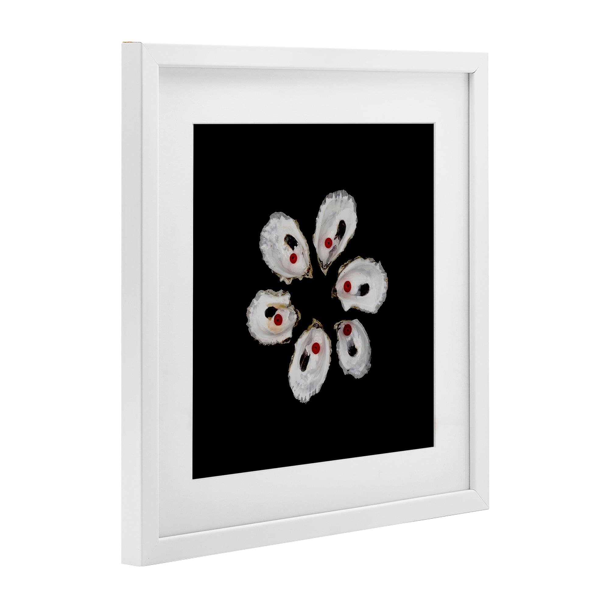 Stupell Industries Oyster Shells Symmetry White Framed Print Under Glass, design by Beth Adoette