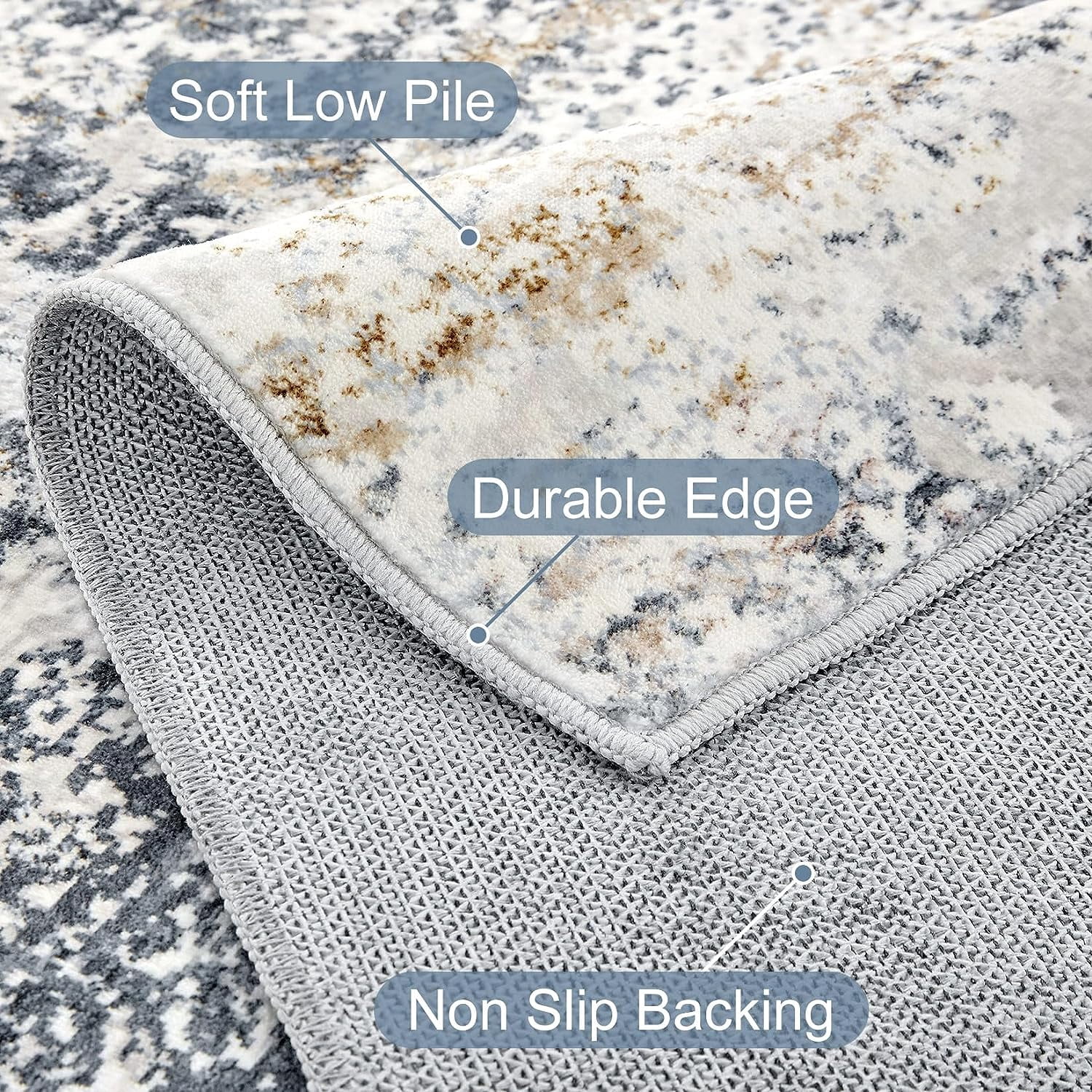 Toyoso Area Rug Living Room Rugs - 6x9 Large Soft Indoor Neutral Modern Abstract Low Pile Washable Rug Carpet for Bedroom Dining Room Farmhouse Home Office -