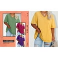 Ptaesos Women's Plus Size V Neck T Shirts Summer Half Sleeve Oversized