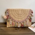 thumbnail image 1 of Bolso cruzado de mujer con borlas, bolso tejido de paja informal de verano para ir de compras (caqui) Sywqhk Para Estrenar, 1 of 8