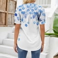 thumbnail image 6 of T Shirts For Women Womens Tops V Neck Tops Puff Short Sleeve T Shirt Pleated Floral Printed Tunic Blouse Shirts, 6 of 7