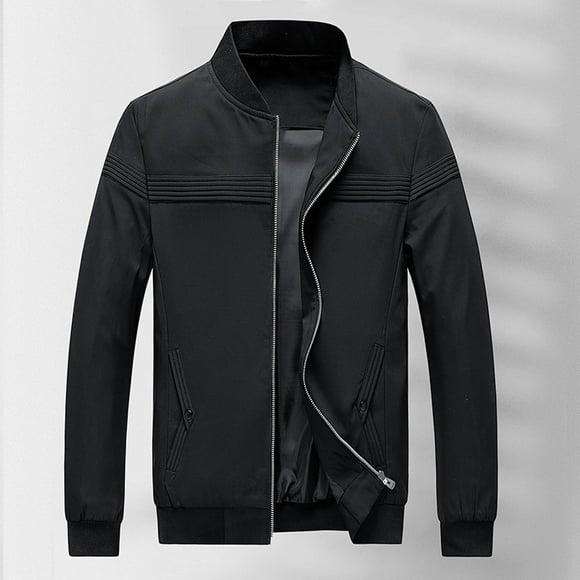 Aqestyerly Men's Baseball Jacket Stand Collar Zipper Pocket Lightweight Coat Casual Hoodless Outerwear Top HWRETIE