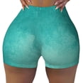 thumbnail image 2 of Logiee Teal Turquoise1 Print Women's Biker Shorts,Workout Gym Shorts,Scrunch Shorts,Tummy Control Hidden Scrunch Running Yoga Shorts-Medium, 2 of 8