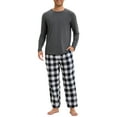 thumbnail image 5 of INSPIRAR CHIC Conjunto de Pijamas de Dos Piezas de Manga Larga de Color Sólido para Hombre con Patrón de Cuadros 2XL Negro Blanco, 5 of 5