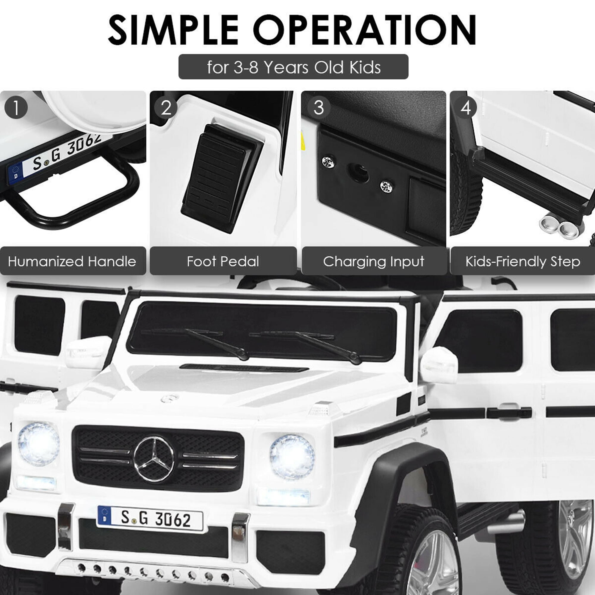 Gymax 12V Licensed Mercedes-Benz Kids Ride On Car RC Motorized Vehicles w/ Trunk White
