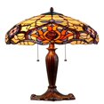 thumbnail image 1 of Lampe de Table Style Tiffany en Verre Teinté Fleurs Colorées sur Jaune, 1 of 1