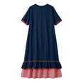 thumbnail image 4 of LEKWK Maxi Dresses for Women Color Block Short Sleeve Tiered Flowy Dress Ruffle Striped Hem A Line Sundress Summer Fashion Beach Vacation Outfits, 4 of 7