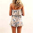 thumbnail image 4 of Women's Strapless Tube Rompers Boho Floral Vacation Jumpsuit Shorts Casual Beach Outfit (A6-Beige XL), 4 of 4