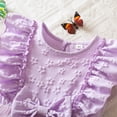 thumbnail image 5 of Eltusu Summer Casual Dresses for Girls, Princess Crewneck Ruffle Sleeve Short Sleeve Kids Dresses Purple Size 12-18 Months, 5 of 8