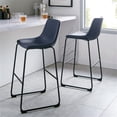 thumbnail image 2 of Pemberly Row 30" Industrial Faux Leather Barstools in Navy Blue (Set of 2), 2 of 4