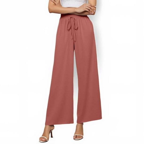 WILLBEST Pantalones Casuales de Cintura Alta para Mujer, Cómodos, Holgados, elegantes, para Uso Diario, Primavera y Verano, con Lazo En La Cintura, de Colores Lisos. Extra Grande