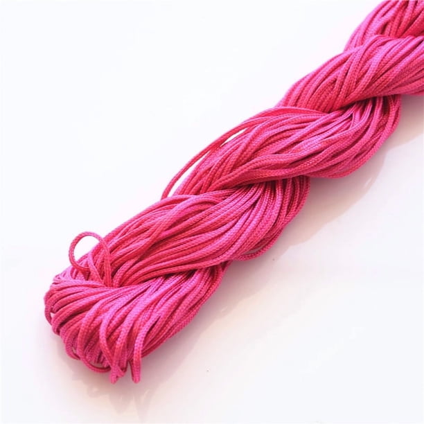 Xiao Hua Cordón de satén de 1 mm con nudo chino, hilo de macramé de nailon, cordón de seda de cola de rata, cordón para abalorios, para collares, pulseras y bisutería, color rosa oscuro.