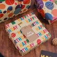 thumbnail image 3 of piezas de papel de regalo, kit de embalaje de regalo de cumpleaños con 4 hojas de papel de regalo de cumpleaños, 2 cuerdas, 1 volumen de pegamento de doble cara y 1 pegatina para fiestas, bodas,, 3 of 5