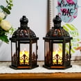thumbnail image 6 of JHY DESIGN Candle Lantern 2 Candle Brushed Metal Hollow Christmas Pillar Candles Candle Lantern, Set of 2, 6 of 7