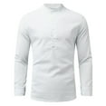 thumbnail image 3 of TAIAOJING Men's Long Sleeve Button Down Shirts Casual Solid Color Stand Collar Blouse Roll Up Beach Tops, 3 of 5