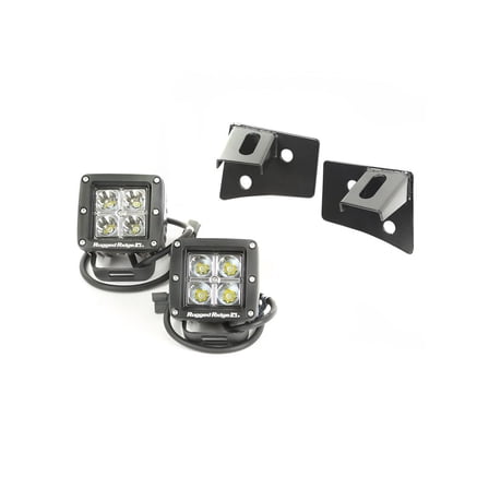 Rugged Ridge by RealTruck Light Kit for Wrangler JK | Windshield Mounted, Square, Black | 11027.10 | Compatible with 2007-2018 Jeep Wrangler JK