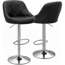 QRKD Bar Stools Set of 2, Swivel Counter Height Bar Stools, Modern Island Chair with Back and Footrest for Kitchen Dining Room, Black