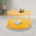 thumbnail image 6 of 60*42cm Orange Round Acrylic Coffee Table Modern Coffee Table 2-Tier Coffee Table for Coffee Shops, Homes, 6 of 18