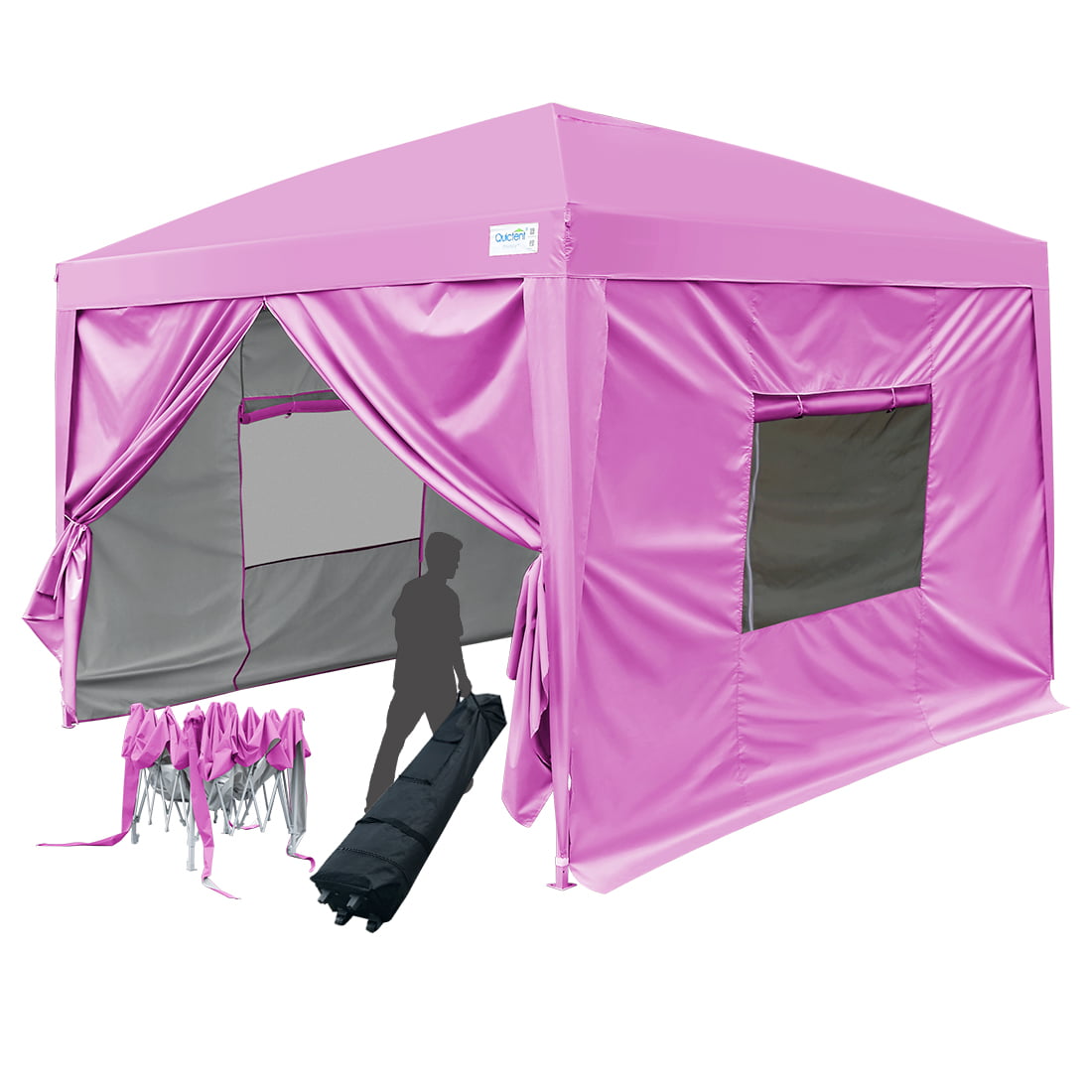 Upgraded Quictent Privacy 8x8 Easy Pop Up Canopy Tent Party Tent Gazebo With Sides And Wheeled Bag Waterproof Pink Walmart Com Walmart Com