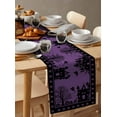 thumbnail image 6 of Halloween Table Runner 90 Inches, Purple Pumpkins Halloween Witch Bat Castle Bed Runner Dresser Scarves Tabletop for Indoor Outdoor Parties/Ceremony/Banquet, 13" x 90", 6 of 8